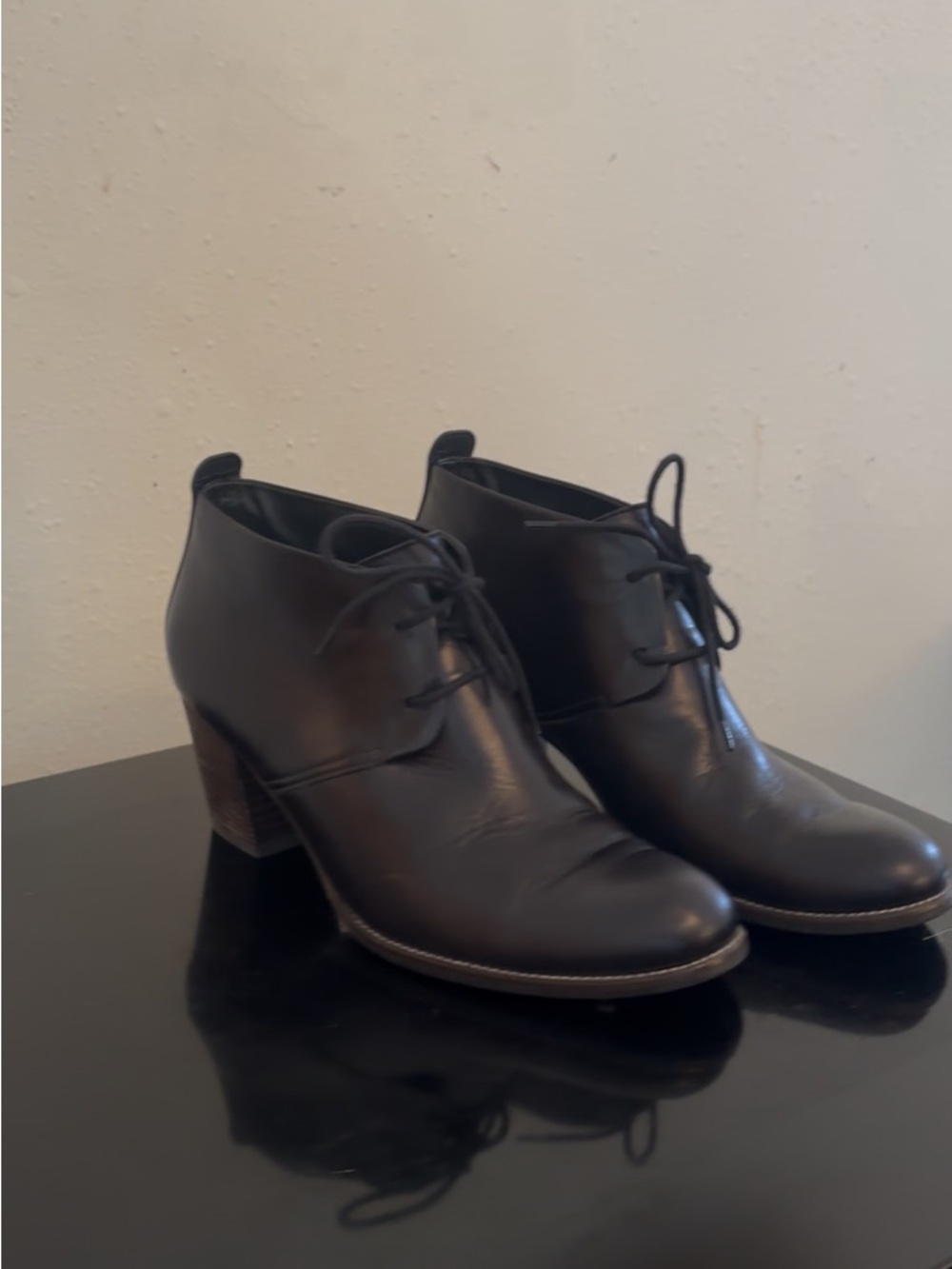 Paul Greene Women's Black Lace-Up Heel Ankle Boots